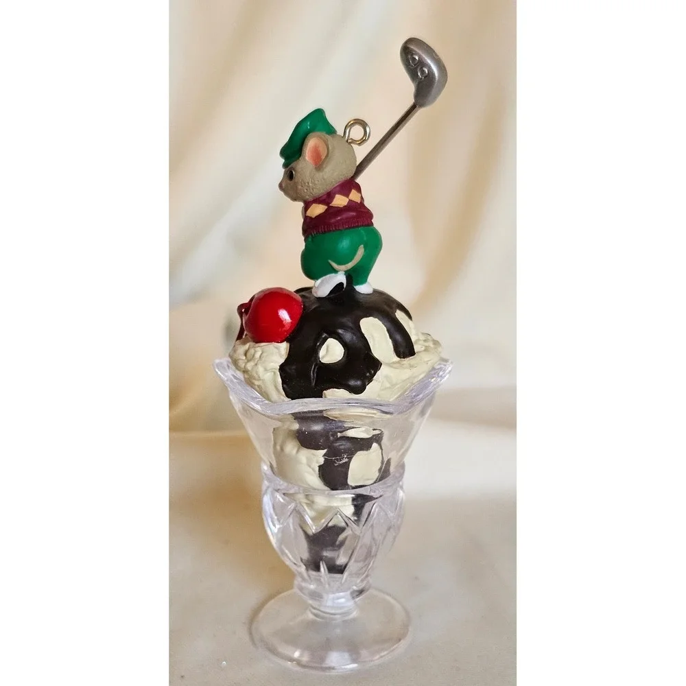 VTG Hallmark Keepsake Ornament 1999 Mouse Golfing on Ice Cream Sundae